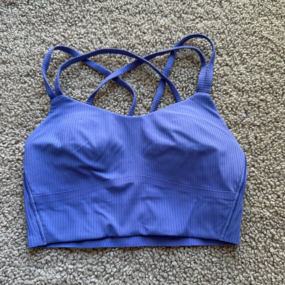 Lululemon Like a Cloud Ribbed Longline Bra Light Support Periwinkle XS